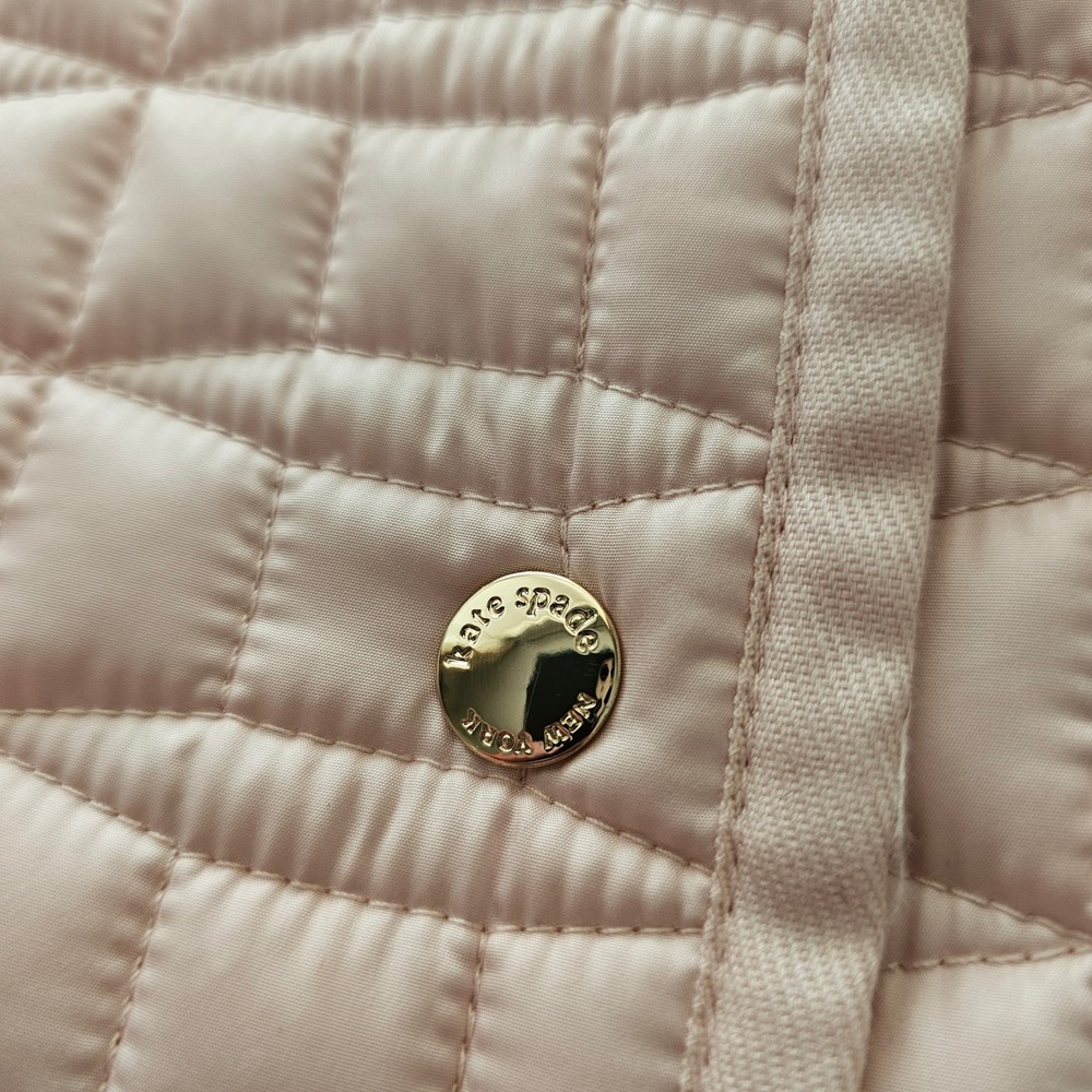 Kate Spade XS Pink Quilted Jacket Peter Pan Collar Snap Front Coat Coquette Prep - Picture 5 of 10
